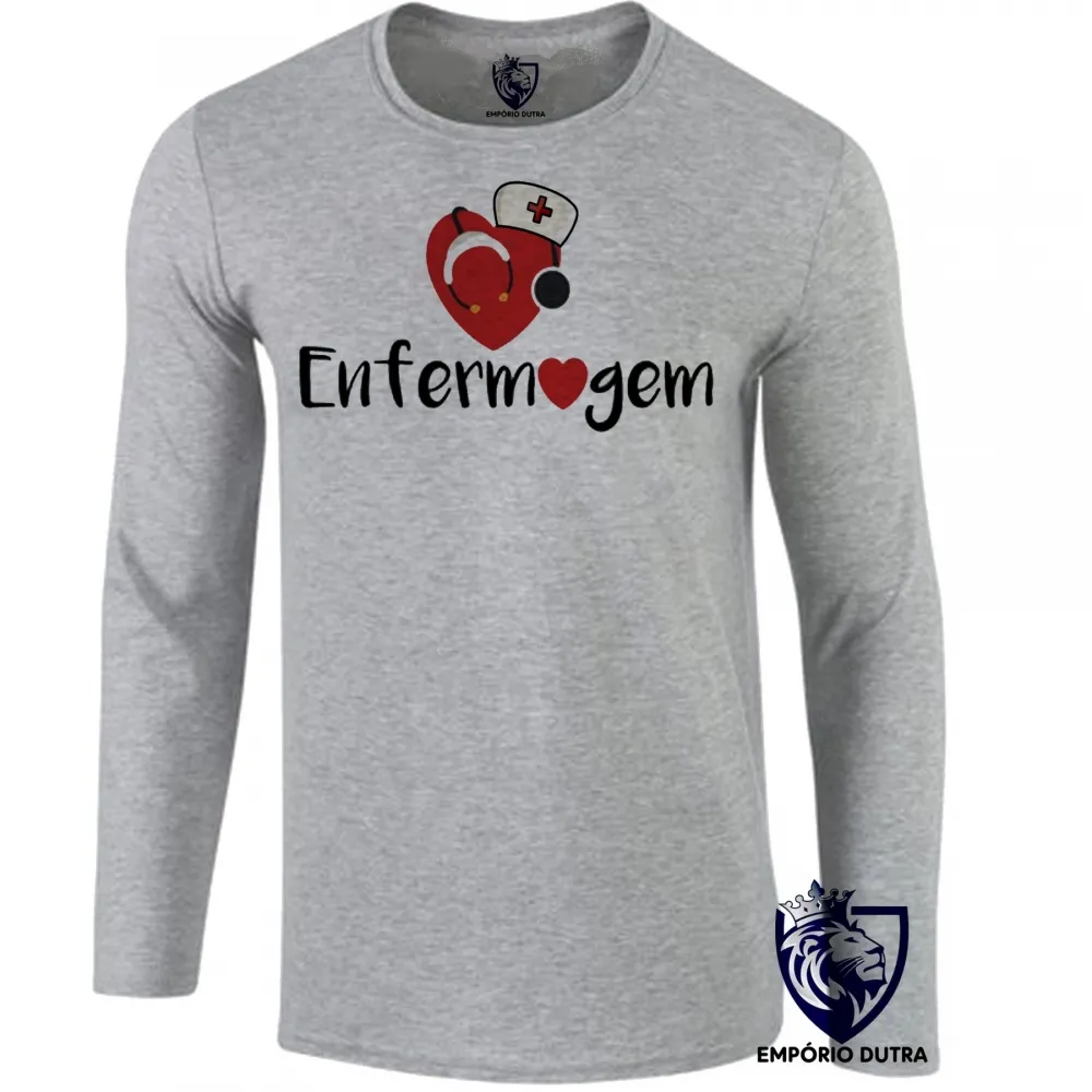 Camiseta manga longa Infantil ou Adulto Enfermagem enfermeira love esteto Imagem