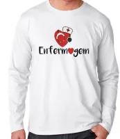 Camiseta manga longa Infantil ou Adulto Enfermagem enfermeira love esteto - Foto 3