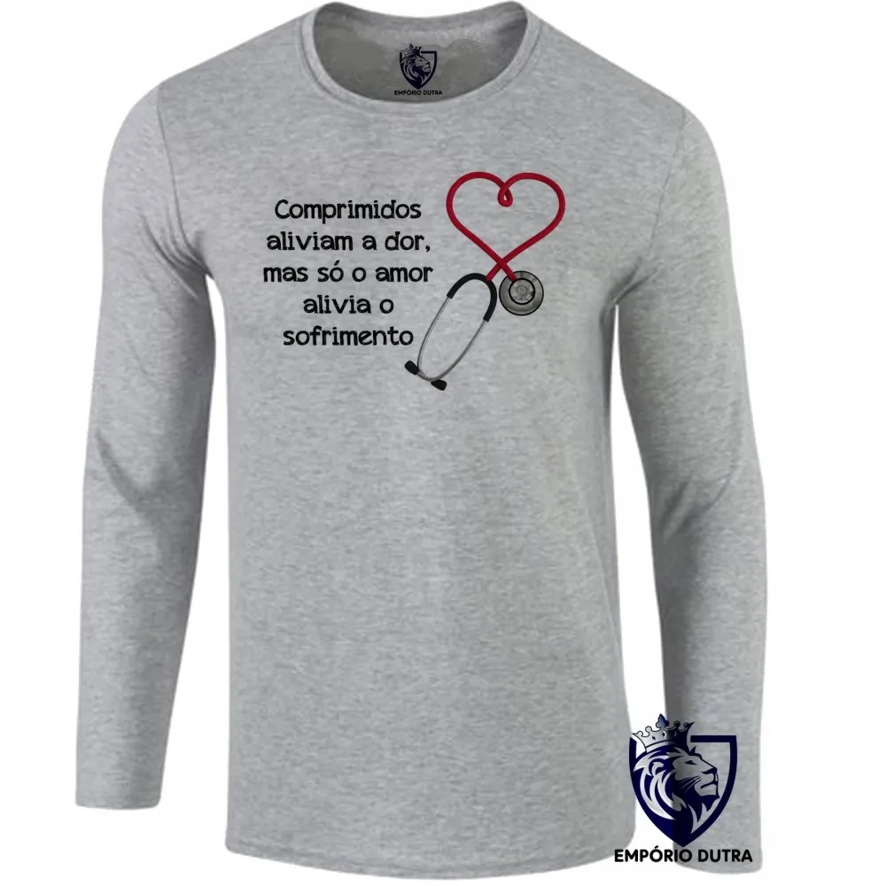 Camiseta manga longa Infantil ou Adulto Enfermagem comprimidos Enfermeira