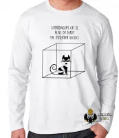 Camiseta manga longa Infantil ou Adulto gato schrodinger fisica quantica - Foto 3