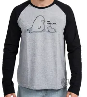 Camiseta manga longa Infantil ou Adulto Hey Mother Foca Mae - Foto 2