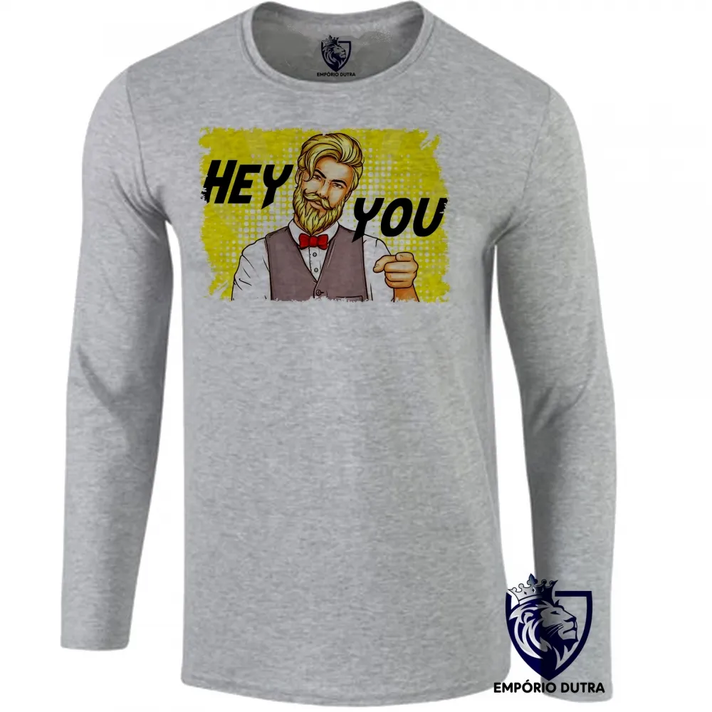 Camiseta manga longa Infantil ou Adulto Hipster Hey you Imagem