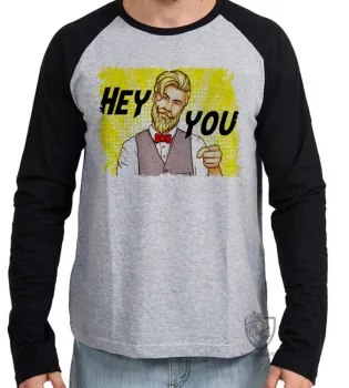 Camiseta manga longa Infantil ou Adulto Hipster Hey you - Foto 2