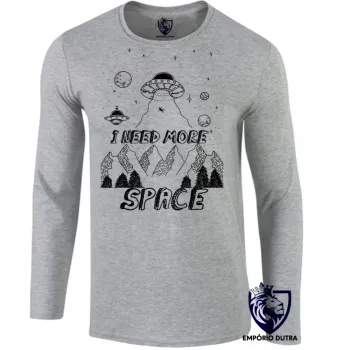 Camiseta manga longa Infantil ou Adulto I need more space alien et ovni