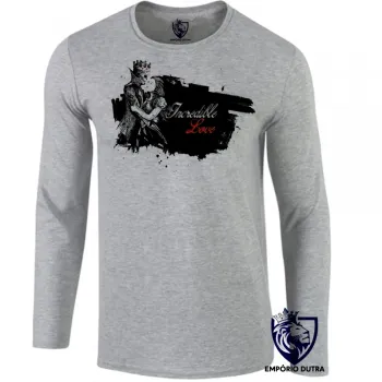 Camiseta manga longa Infantil ou Adulto Incredible Love caveira princesa