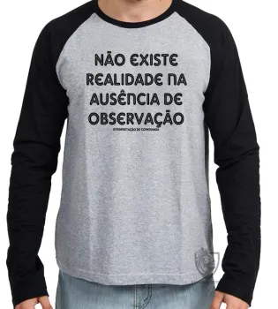 Camiseta manga longa Infantil ou Adulto Interpretação de Copenhaga fisica quantica - Foto 2