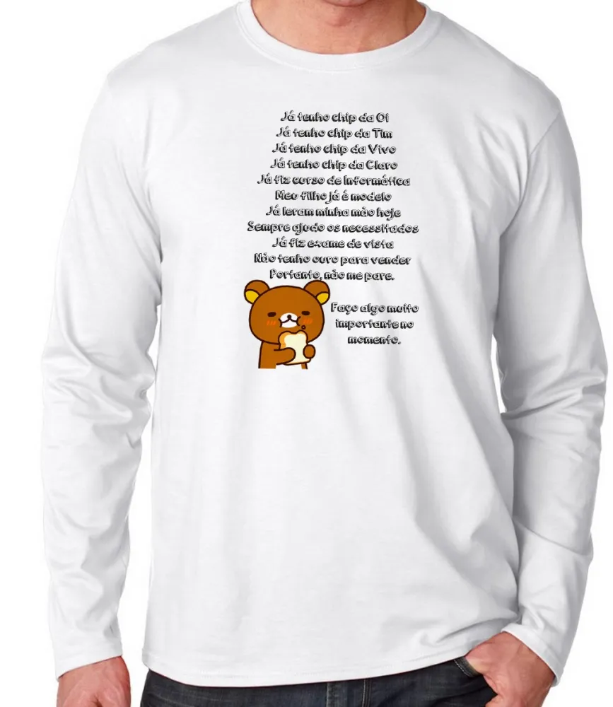Camiseta manga longa Infantil ou Adulto Já tenho chip não me pare na rua Imagem