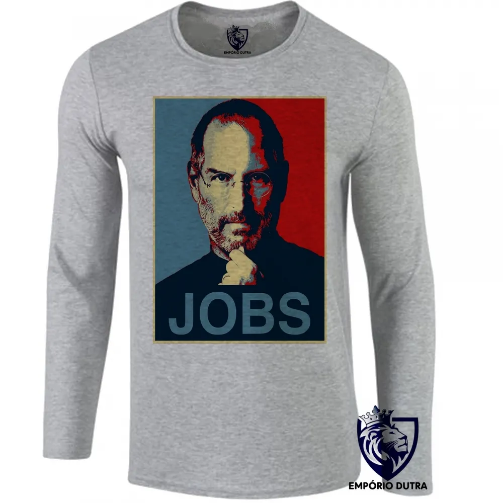Camiseta manga longa Infantil ou Adulto Steve Jobs apple maça informatica Imagem