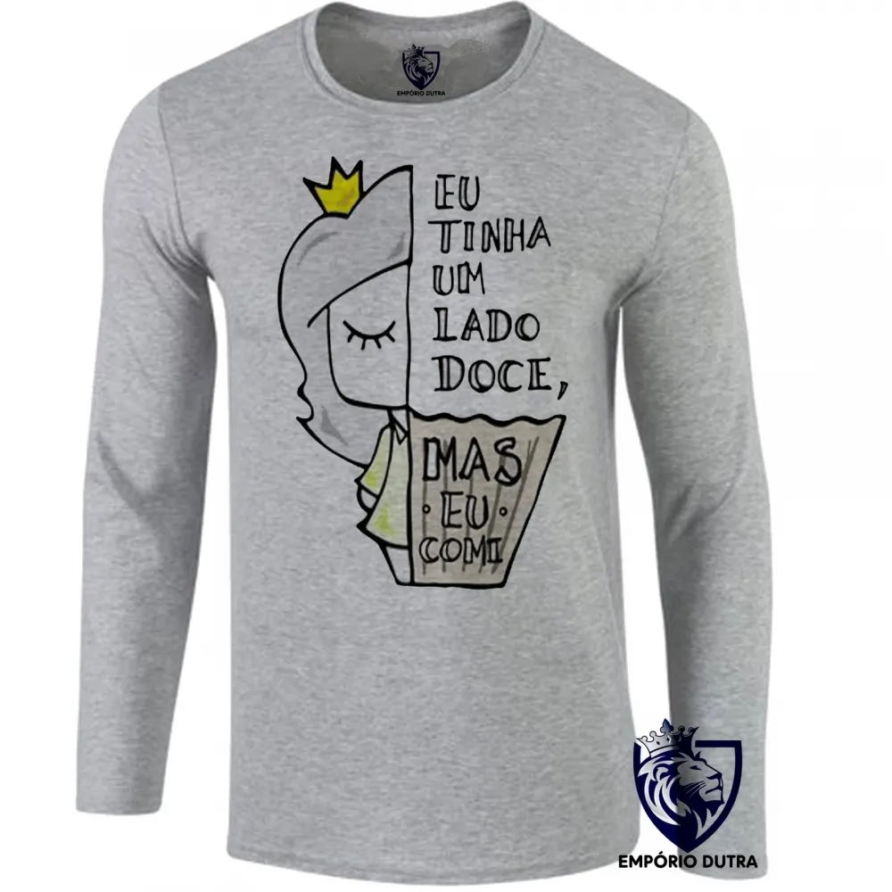 Camiseta manga longa Infantil ou Adulto Lado doce comi cupcake