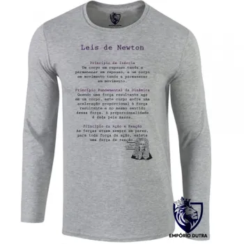 Camiseta manga longa Infantil ou Adulto Leis de Newton Isaac matematica fisica