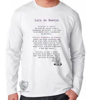 Camiseta manga longa Infantil ou Adulto Leis de Newton Isaac matematica fisica - Foto 3