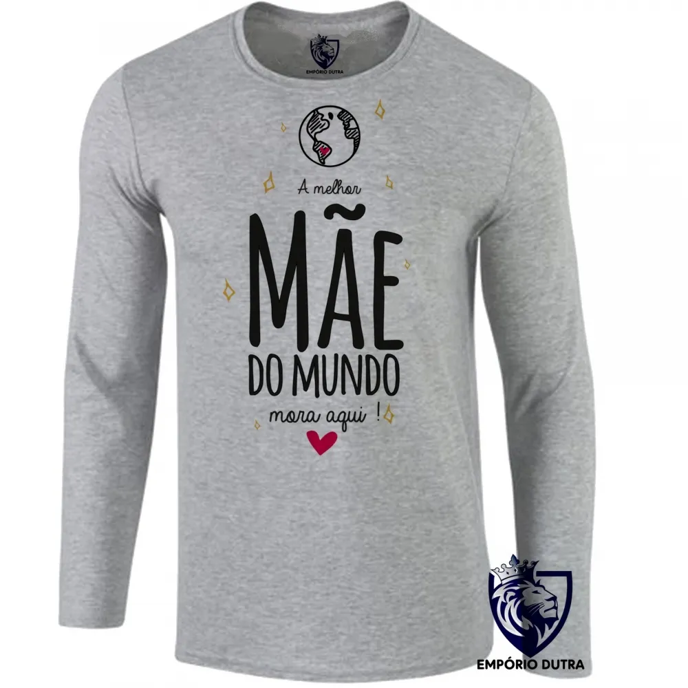 Camiseta manga longa Infantil ou Adulto mãe mora aqui dia das mães Imagem