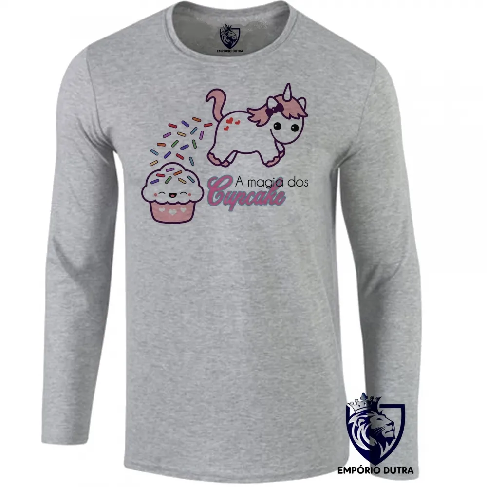 Camiseta manga longa Infantil ou Adulto Magia dos Cupcake unicórnio Imagem