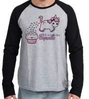 Camiseta manga longa Infantil ou Adulto Magia dos Cupcake unicórnio - Foto 3