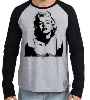 Camiseta manga longa Infantil ou Adulto Marilyn Monroe estados unidos - Foto 2