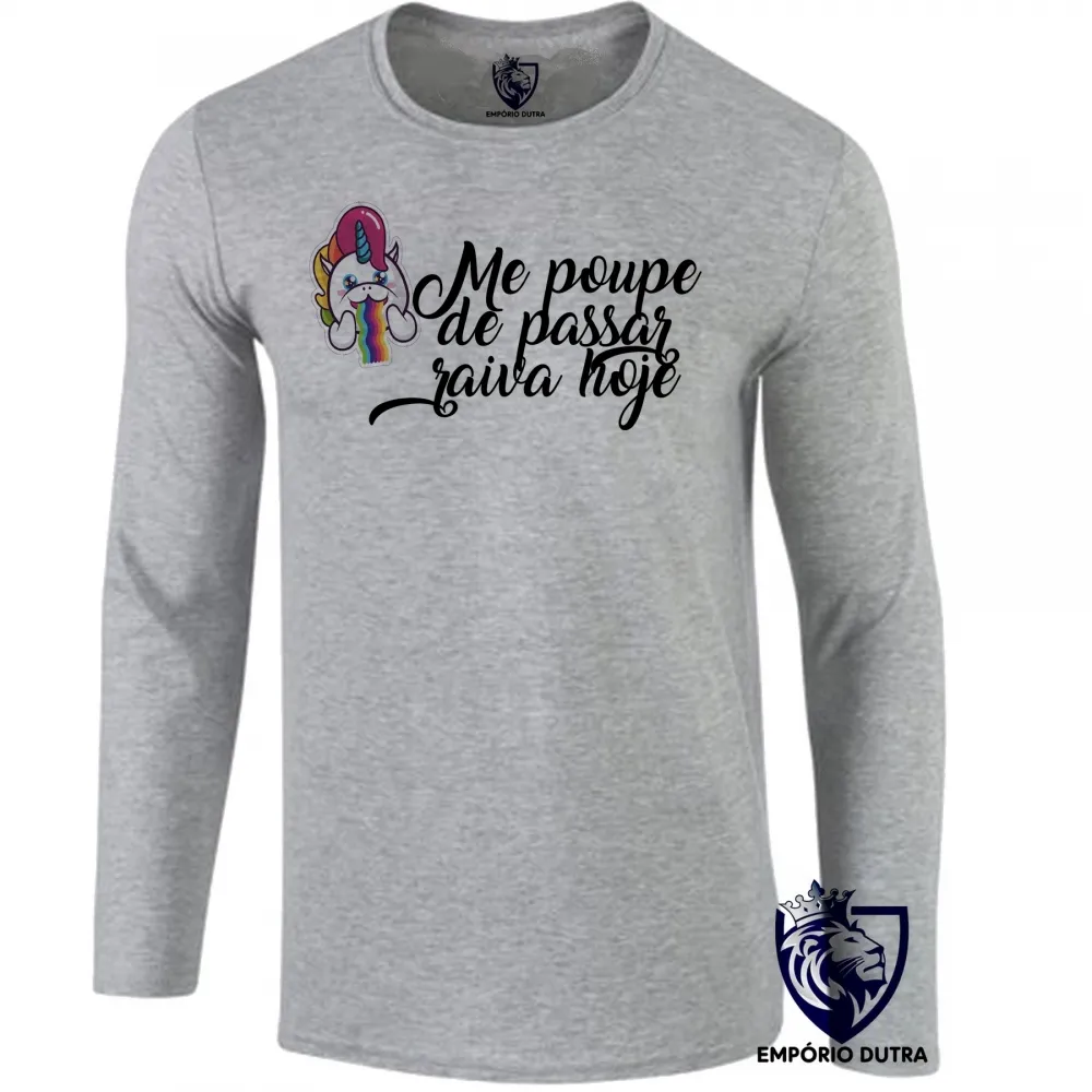 Camiseta manga longa Infantil ou Adulto Me poupe raiva hoje unicórnio bipolar Imagem