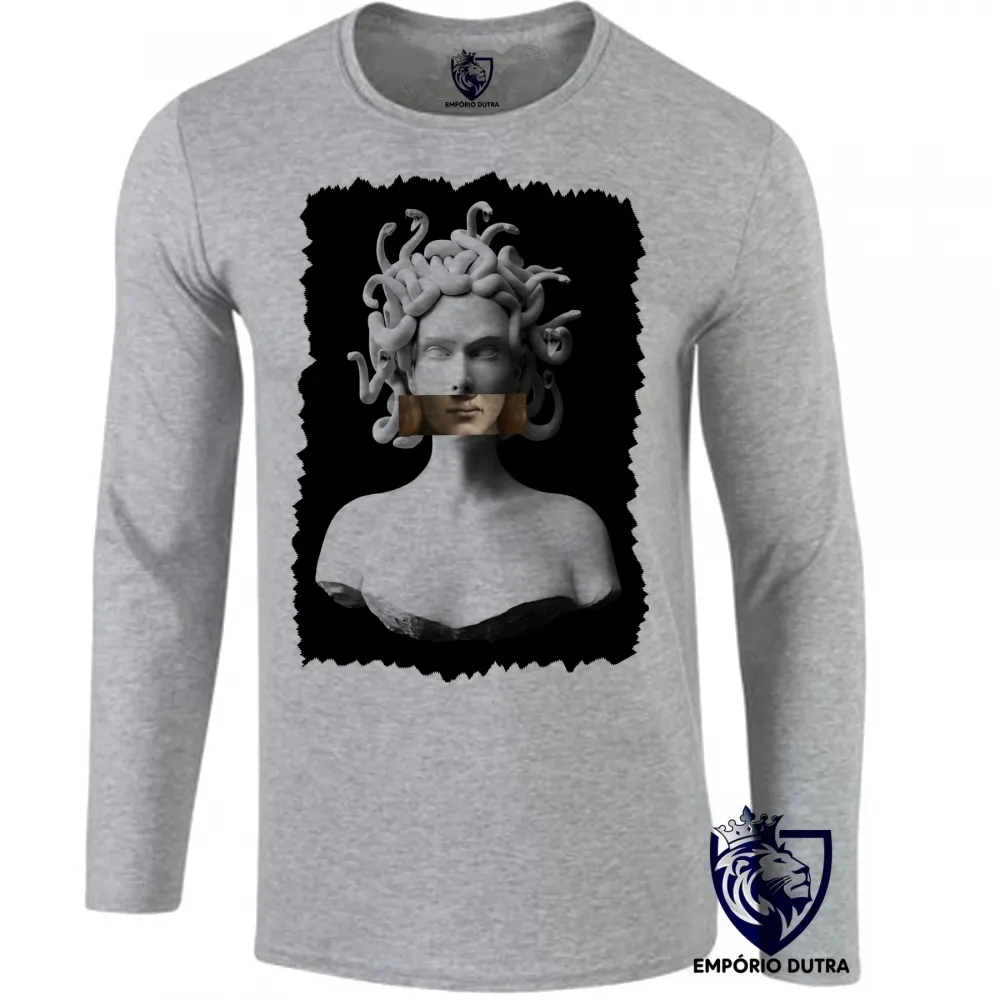 Camiseta manga longa Infantil ou Adulto medusa mitologia grega cobra