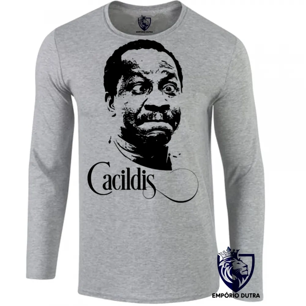 Camiseta manga longa Infantil ou Adulto Mussum cacildis trapalhões engraçada Imagem