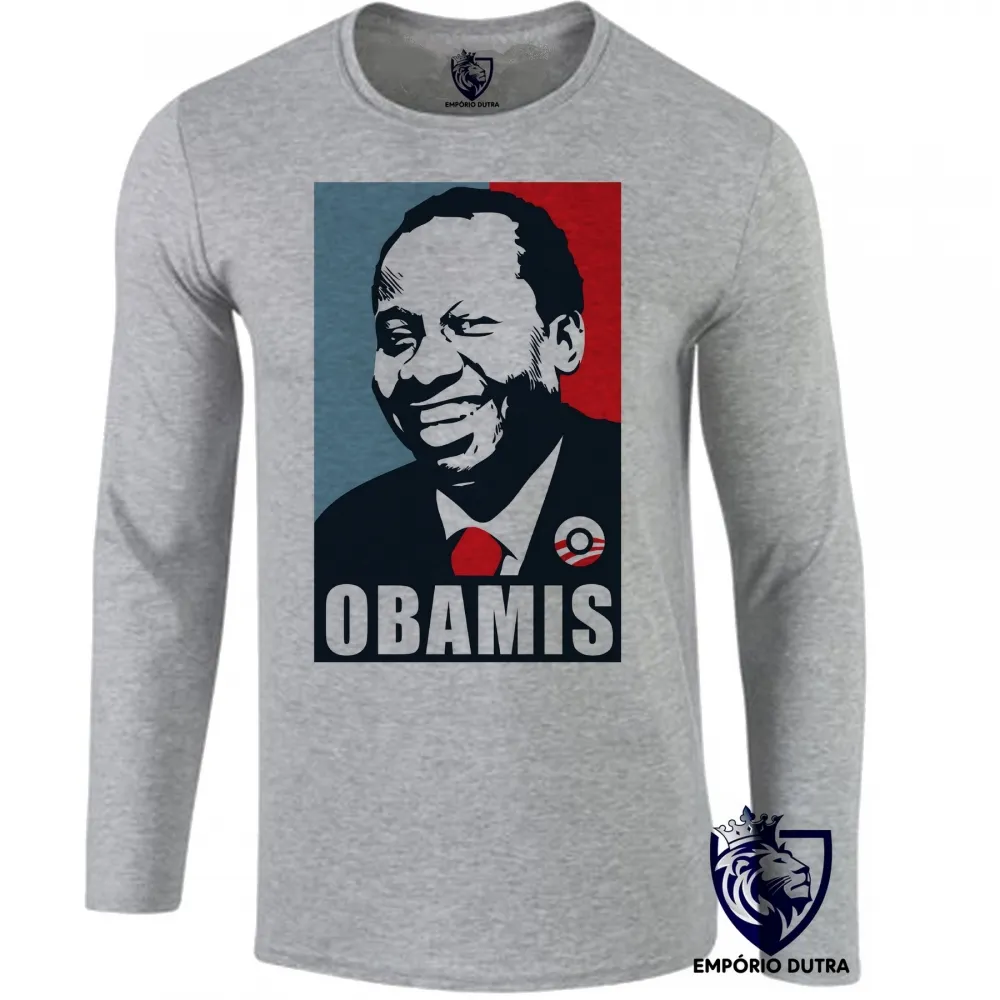 Camiseta manga longa Infantil ou Adulto Mussum cacildis trapalhões obama