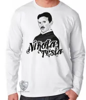 Camiseta manga longa Infantil ou Adulto nikola tesla genio eletrica - Foto 2