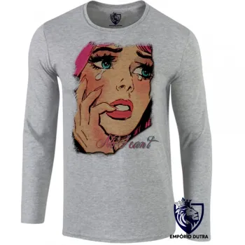 Camiseta manga longa Infantil ou Adulto No I Cant garota chorando menina girl