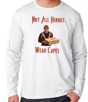 Camiseta manga longa Infantil ou Adulto Not all heroes wear capes heroi capa pizza - Foto 2
