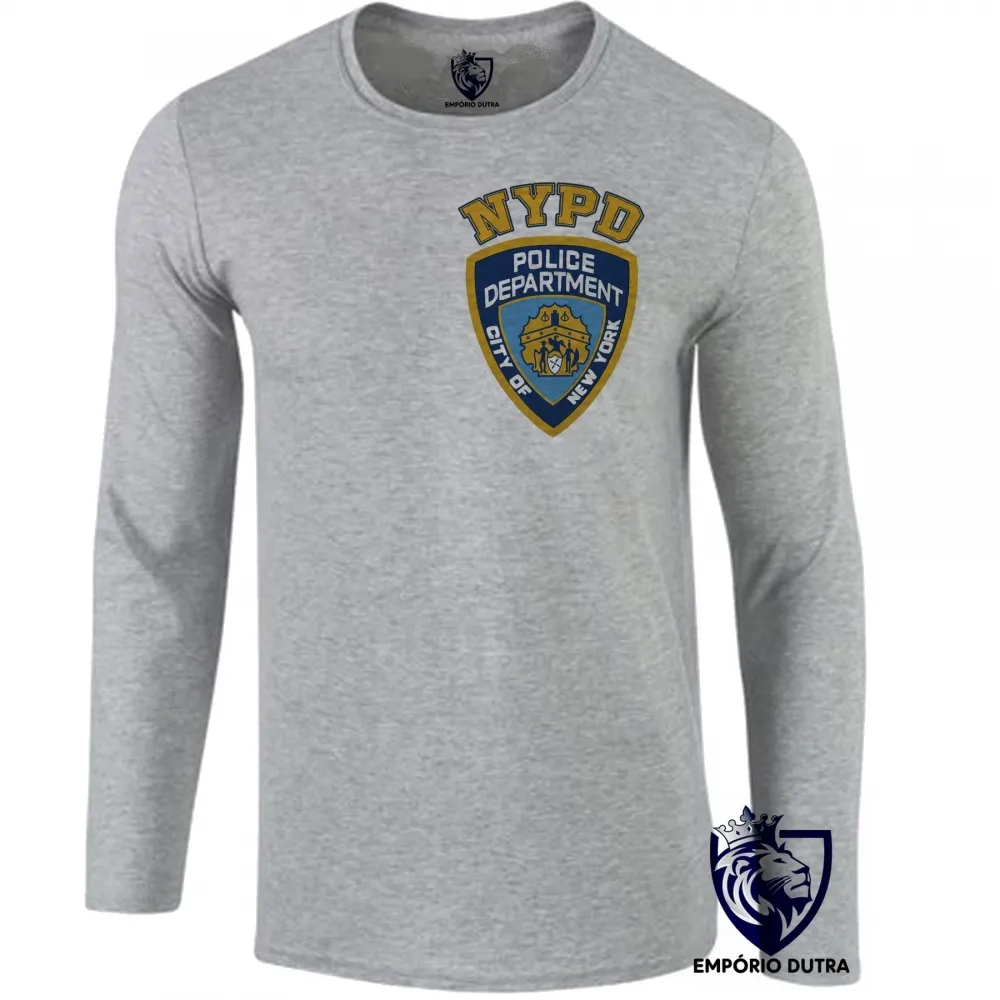 Camiseta manga longa Infantil ou Adulto NYDP ny policia nova york Imagem