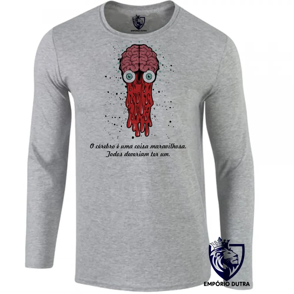 Camiseta manga longa Infantil ou Adulto cérebro é maravilhoso todos deveriam ter um