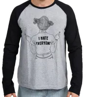 Camiseta manga longa Infantil ou Adulto odeio todos ranço mau humor - Foto 2