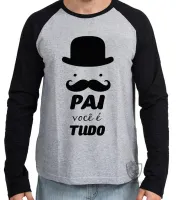 Camiseta manga longa Infantil ou Adulto pai tudo papai bigode - Foto 2