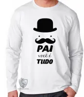 Camiseta manga longa Infantil ou Adulto pai tudo papai bigode - Foto 3