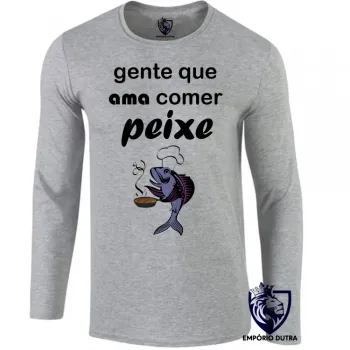 Camiseta manga longa Infantil ou Adulto Peixe pesca pescador pescaria comer adora