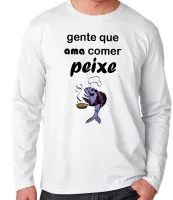 Camiseta manga longa Infantil ou Adulto Peixe pesca pescador pescaria comer adora - Foto 2