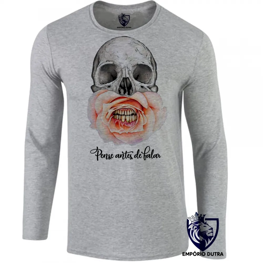 Camiseta manga longa Infantil ou Adulto Pense antes de falar merda Imagem