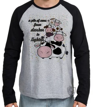 Camiseta manga longa Infantil ou Adulto pilha de vacas gado boiada - Foto 2