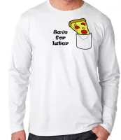 Camiseta manga longa Infantil ou Adulto Pizza Save for later bolso depois lanche - Foto 3