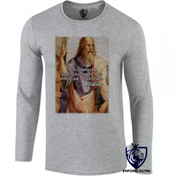 Camiseta manga longa Infantil ou Adulto Platão filosofo filosofia