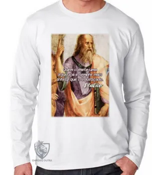 Camiseta manga longa Infantil ou Adulto Platão filosofo filosofia - Foto 2