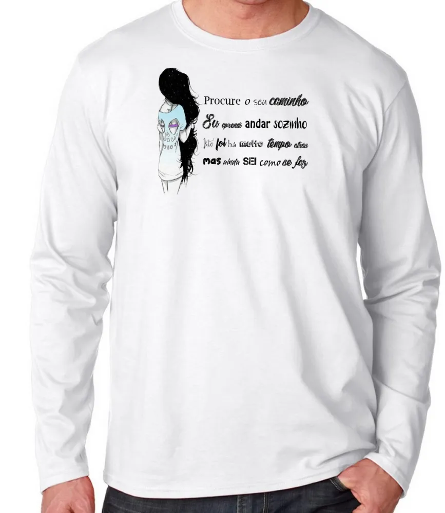 Camiseta manga longa Infantil ou Adulto Procure seu caminho menina frase
