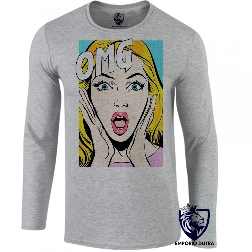 Camiseta manga longa Infantil ou Adulto Retro OMG vintage Imagem
