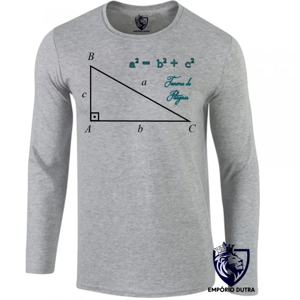 Camiseta manga longa Infantil ou Adulto Teorema de Pitágoras Matematica fisica