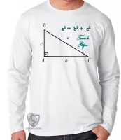 Camiseta manga longa Infantil ou Adulto Teorema de Pitágoras Matematica fisica - Foto 3