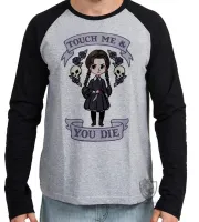 Camiseta manga longa Infantil ou Adulto Touch me you die dead menina faca morte - Foto 2