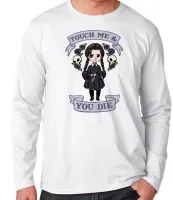 Camiseta manga longa Infantil ou Adulto Touch me you die dead menina faca morte - Foto 3
