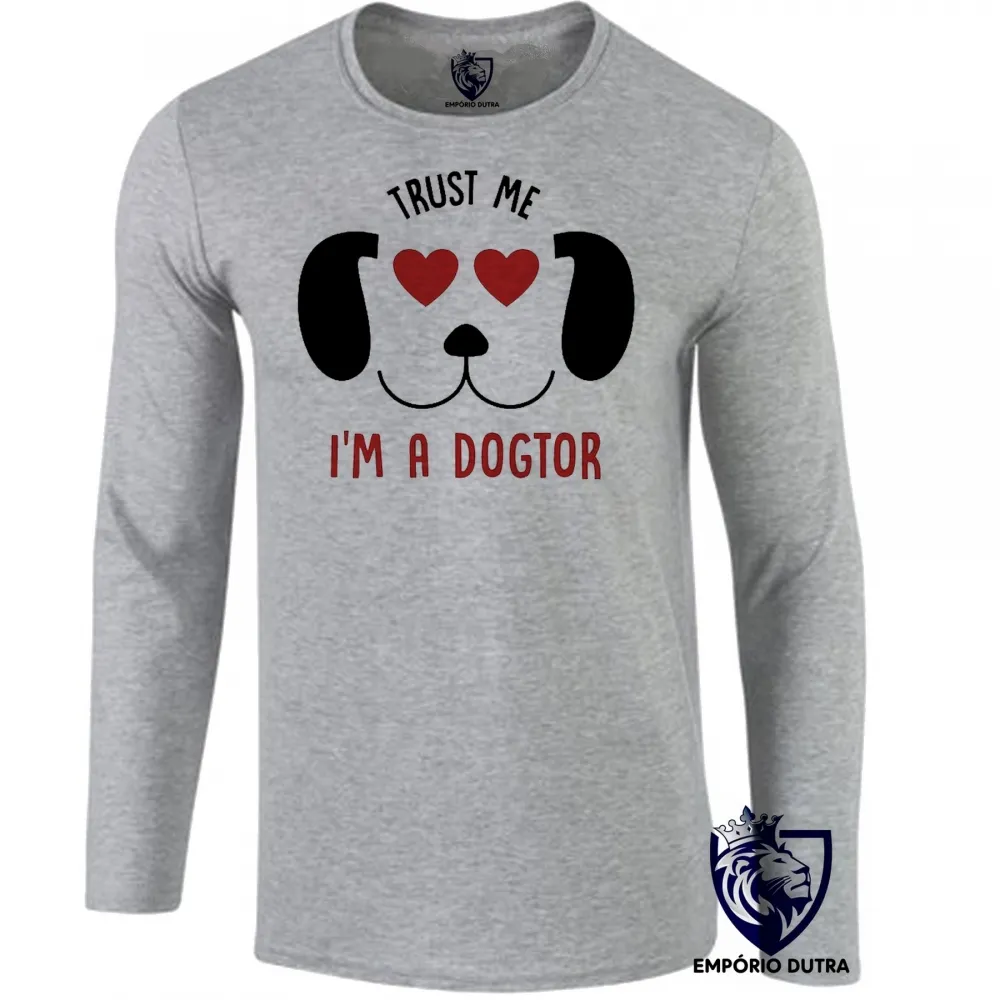 Camiseta manga longa Infantil ou Adulto Veterinário médico dogtor cão dog