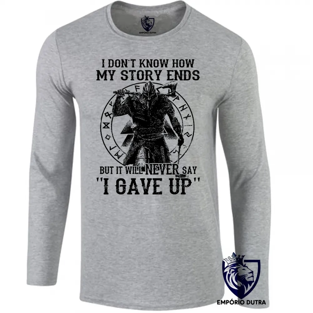 Camiseta manga longa Infantil ou Adulto Vikings my story Vikin Imagem