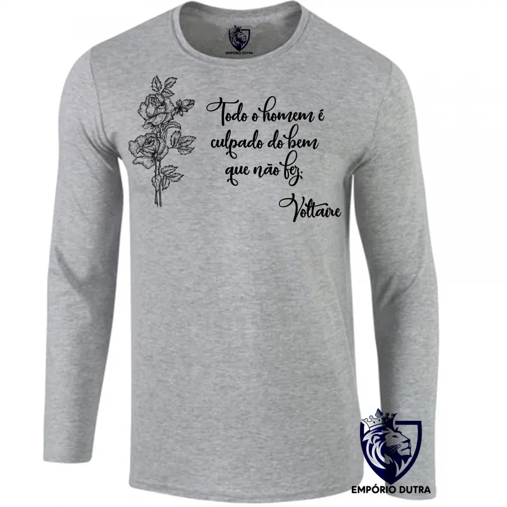 Camiseta manga longa Infantil ou Adulto Voltaire bem que não fez Imagem