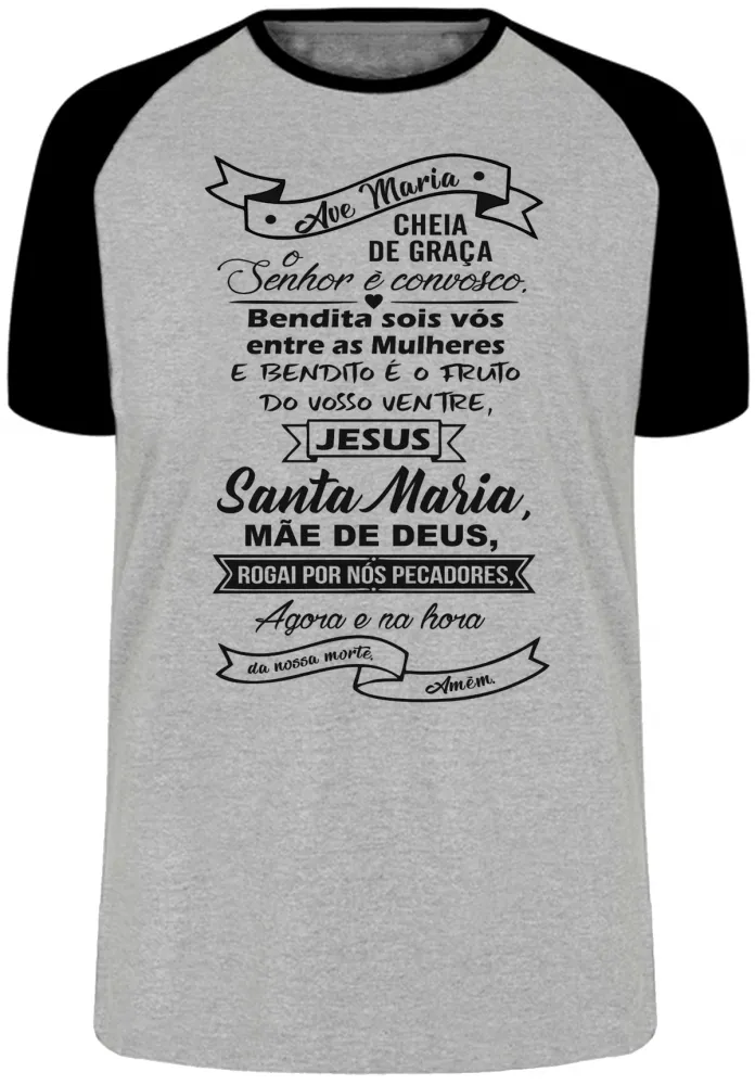Camiseta adulto ou infantil Ave Maria oração JESUS CRISTO DEUS MÃE Imagem