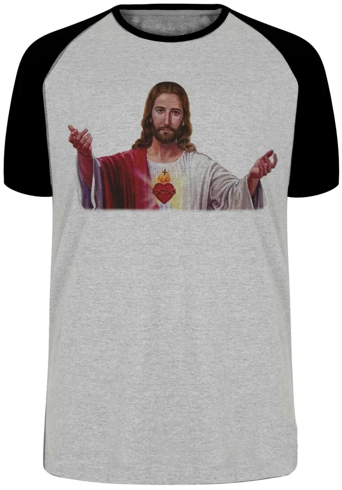 Camiseta adulto ou infantil Jesus Cristo Deus Coração braços abertos Imagem