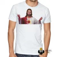 Camiseta adulto ou infantil Jesus Cristo Deus Coração braços abertos - Foto 2